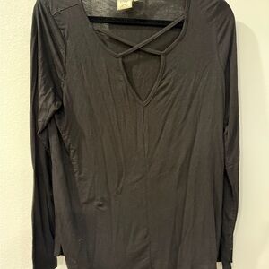 White Crow Black Long Sleeve Top